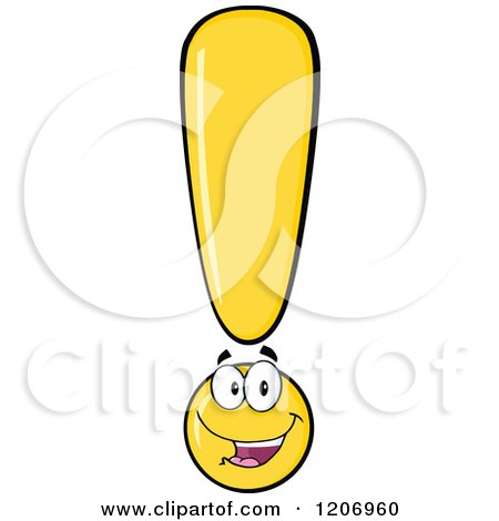 Cartoon of a Happy Yellow Exclamation Point - Royalty Free Vector Clipart by Hit Toon