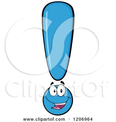 Cartoon of a Blue Yellow Exclamation Point - Royalty Free Vector Clipart by Hit Toon
