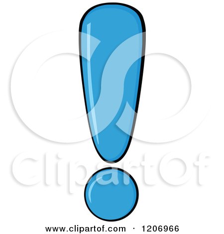 Cartoon of a Blue Exclamation Point - Royalty Free Vector Clipart by Hit Toon