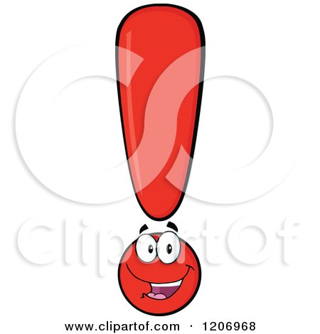 Cartoon of a Red Yellow Exclamation Point - Royalty Free Vector Clipart by Hit Toon