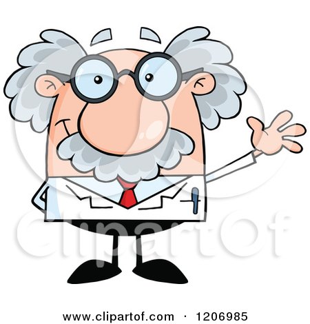Cartoon of a Happy Scientist Waving - Royalty Free Vector Clipart by Hit Toon