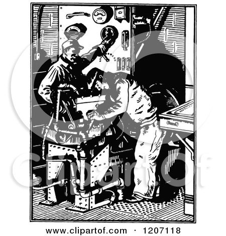 Clipart of a Vintage Black and White Dynamometer Test - Royalty Free Vector Illustration by Prawny Vintage