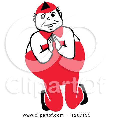 Clipart of a Red Tweedle Dum - Royalty Free Vector Illustration by Prawny Vintage