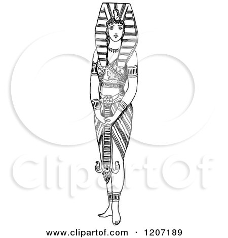 Clipart of a Vintage Black and White Egyptian Royalty - Royalty Free Vector Illustration by Prawny Vintage