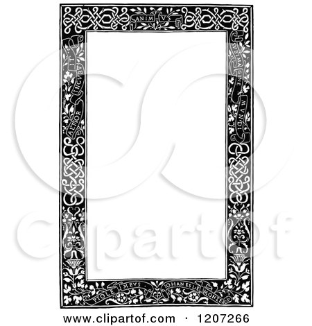 Clipart of a Vintage Black and White Medieval Page Frame - Royalty Free Vector Illustration by Prawny Vintage