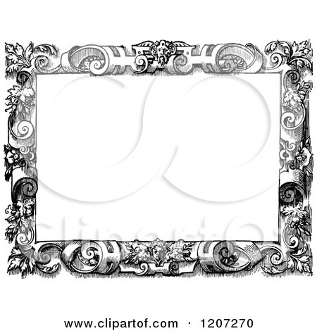 Clipart of a Vintage Black and White Medieval Page Frame - Royalty Free Vector Illustration by Prawny Vintage