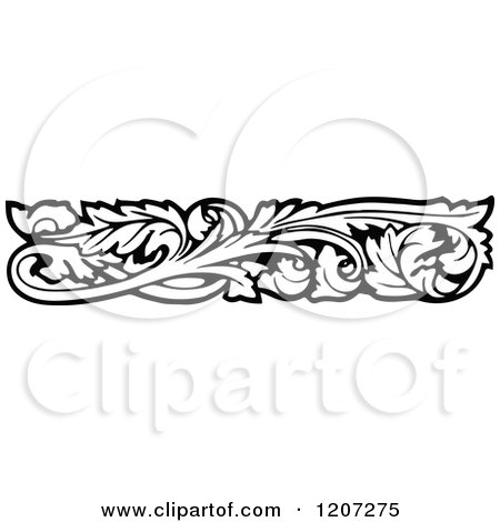 Clipart of a Vintage Black and White Floral Rule Border - Royalty Free Vector Illustration by Prawny Vintage