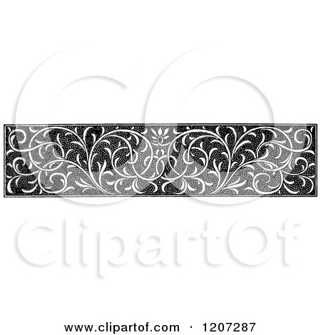 Clipart of a Vintage Black and White Floral Rule Border - Royalty Free Vector Illustration by Prawny Vintage