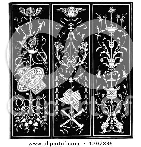 Clipart of a Vintage Black and White Medieval Design - Royalty Free Vector Illustration by Prawny Vintage
