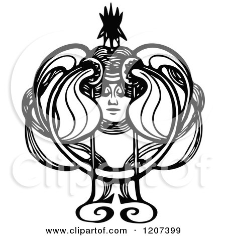 Clipart of a Vintage Black and White Design - Royalty Free Vector Illustration by Prawny Vintage