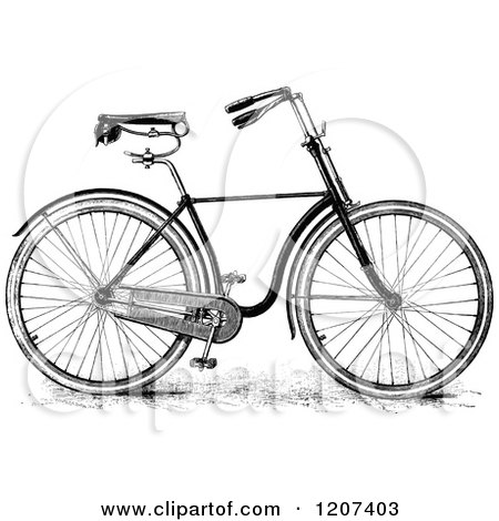 Clipart of a Vintage Black and White Bicycle - Royalty Free Vector Illustration by Prawny Vintage