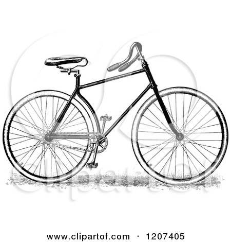 Clipart of a Vintage Black and White Bicycle - Royalty Free Vector Illustration by Prawny Vintage