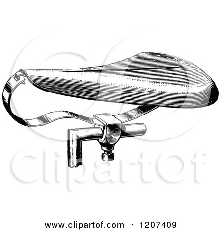 Clipart of a Vintage Black and White Bicycle Seat - Royalty Free Vector Illustration by Prawny Vintage