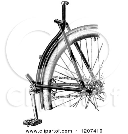 Clipart of a Vintage Black and White Bicycle Detail - Royalty Free Vector Illustration by Prawny Vintage