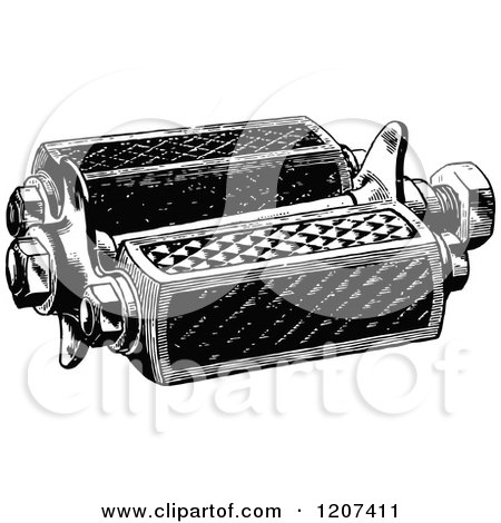 Clipart of a Vintage Black and White Bicycle Pedal - Royalty Free Vector Illustration by Prawny Vintage