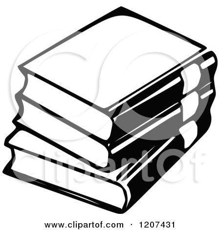 Clipart of a Vintage Black and White Stack of 3 Books - Royalty Free Vector Illustration by Prawny Vintage