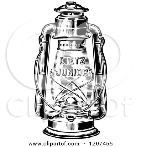 Clipart of a Vintage Black and White Lantern - Royalty Free Vector Illustration by Prawny Vintage
