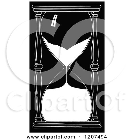 Clipart of a Vintage Black and White Hourglass Timer - Royalty Free Vector Illustration by Prawny Vintage