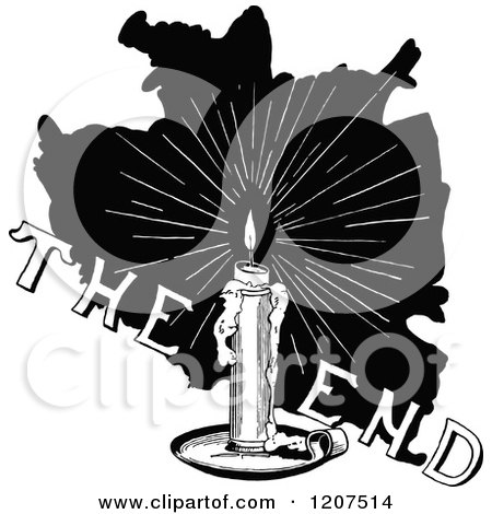 Clipart of a Vintage Black and White Candle the End and Map - Royalty Free Vector Illustration by Prawny Vintage