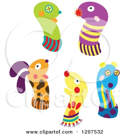 Cartoon of Animal Sock Puppets - Royalty Free Vector Clipart by Cherie Reve