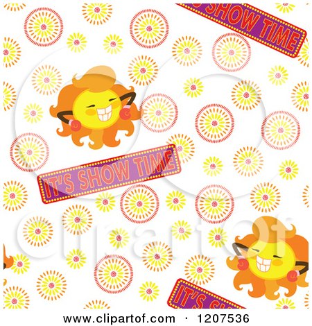 Cartoon of a Seamless Sun and Its Show Time Pattern - Royalty Free Vector Clipart by Cherie Reve