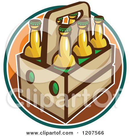 Clipart of a Retro Six Pack of Beer Bottles - Royalty Free Vector Illustration by patrimonio