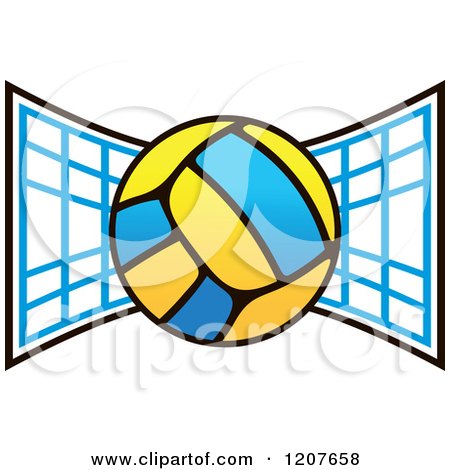 Clipart of a Volleyball over a Net - Royalty Free Vector Illustration by Vector Tradition SM