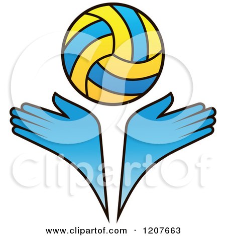 Clipart of a Volleyball and Blue Hands - Royalty Free Vector Illustration by Vector Tradition SM