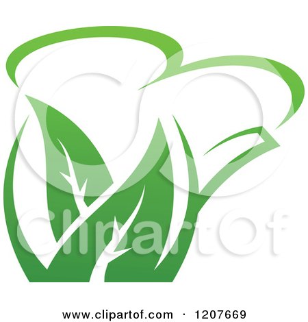 Clipart of a Pot of Green Tea with Leaves 3 - Royalty Free Vector Illustration by Vector Tradition SM