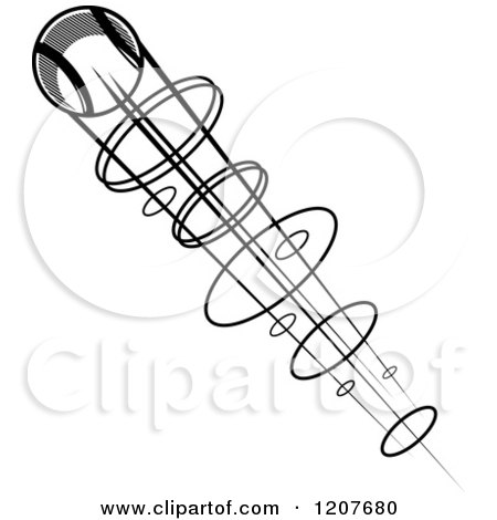 Clipart of a Black and White Flying Tennis Ball 2 - Royalty Free Vector Illustration by Vector Tradition SM