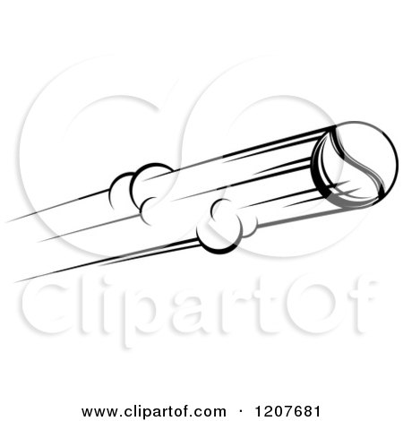 Clipart of a Black and White Flying Tennis Ball 3 - Royalty Free Vector Illustration by Vector Tradition SM