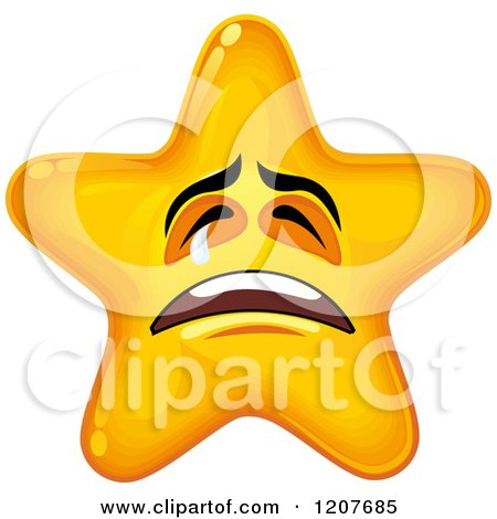 Cartoon of a Yellow Star Crying - Royalty Free Vector Clipart by Vector Tradition SM