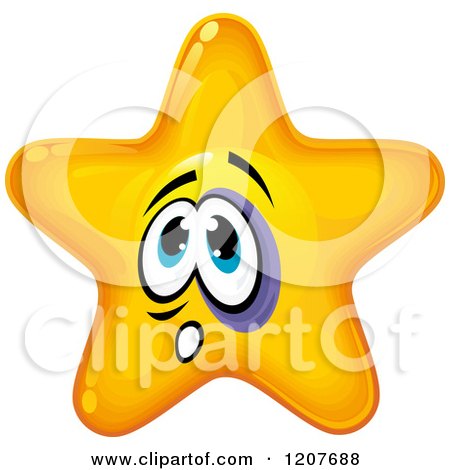 Cartoon of a Yellow Star with a Black Eye - Royalty Free Vector Clipart by Vector Tradition SM