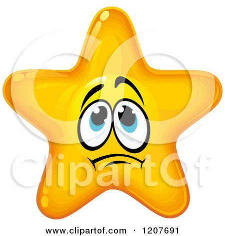 Cartoon of a Nervous Yellow Star 2 - Royalty Free Vector Clipart by Vector Tradition SM