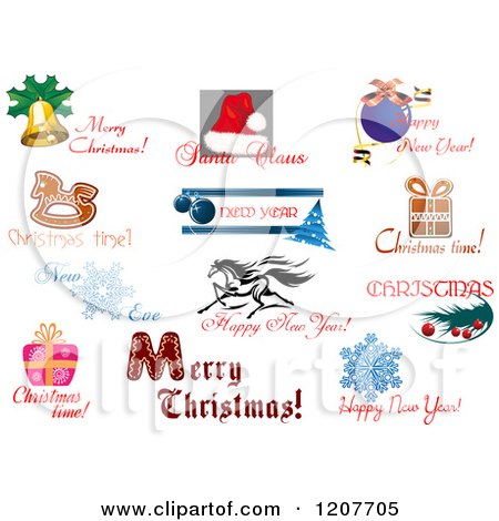 Clipart of Christmas Icons and Greetings - Royalty Free Vector Illustration by Vector Tradition SM