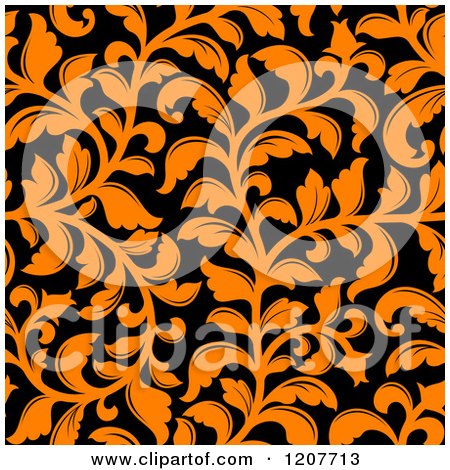 Clipart of a Seamless Orange and Black Floral Pattern - Royalty Free Vector Illustration by Vector Tradition SM
