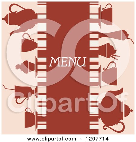 Clipart of a Menu Cover with Cups Pots and Desserts - Royalty Free Vector Illustration by Vector Tradition SM