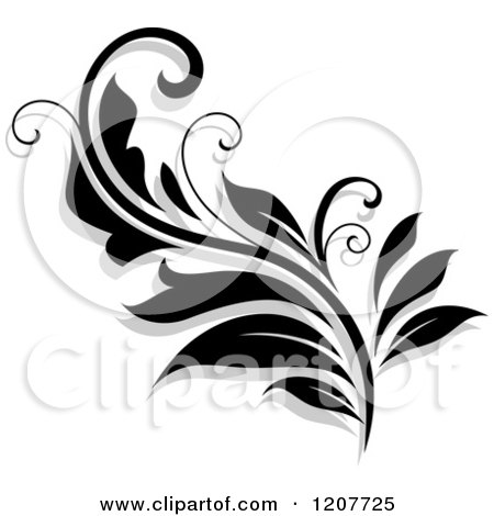 Clipart of a Black and White Flourish with a Shadow 17 - Royalty Free Vector Illustration by Vector Tradition SM
