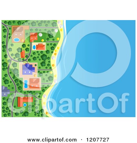 Clipart of an Aerial Map of Buildings on the Beach - Royalty Free Vector Illustration by Vector Tradition SM