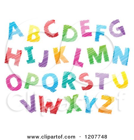 Cartoon of a Colorful Sketched Alphabet Letters - Royalty Free Vector Clipart by visekart
