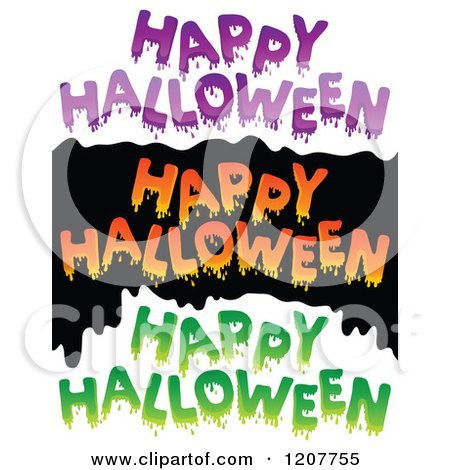 Cartoon of Dripping Slimy Happy Halloween Greetings - Royalty Free Vector Clipart by visekart