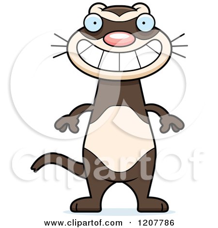 Cartoon of a Grinning Skinny Ferret - Royalty Free Vector Clipart by Cory Thoman