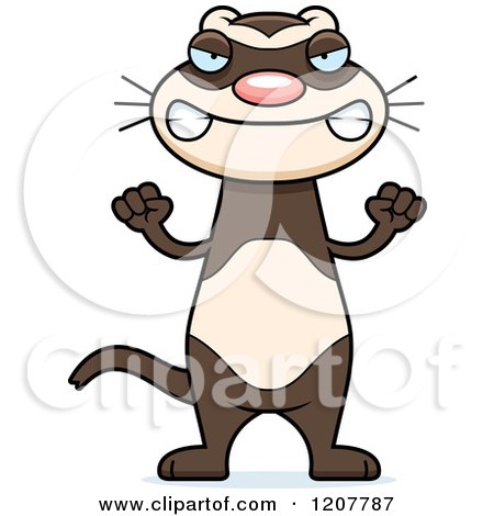 Cartoon of a Mad Skinny Ferret - Royalty Free Vector Clipart by Cory Thoman