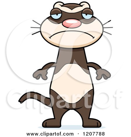 Cartoon of a Depressed Skinny Ferret - Royalty Free Vector Clipart by Cory Thoman