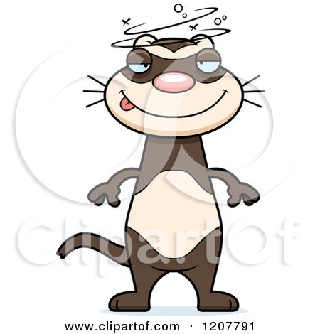 Cartoon of a Drunk Skinny Ferret - Royalty Free Vector Clipart by Cory Thoman