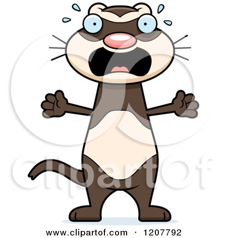 Cartoon of a Screaming Skinny Ferret - Royalty Free Vector Clipart by Cory Thoman