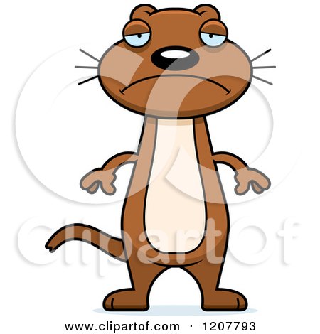 Cartoon of a Depressed Skinny Weasel - Royalty Free Vector Clipart by Cory Thoman