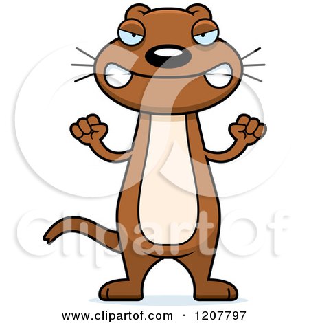 Cartoon of a Mad Skinny Weasel - Royalty Free Vector Clipart by Cory Thoman