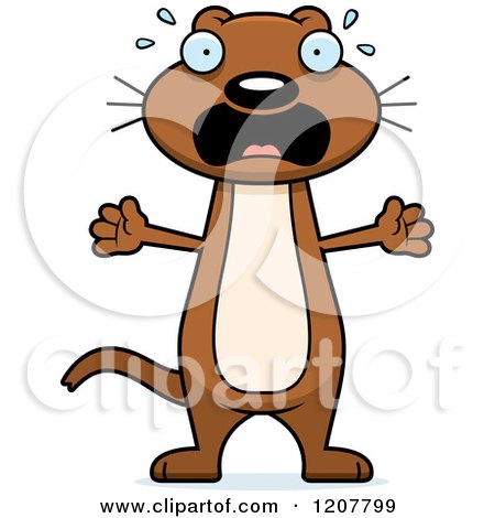 Cartoon of a Screaming Skinny Weasel - Royalty Free Vector Clipart by Cory Thoman