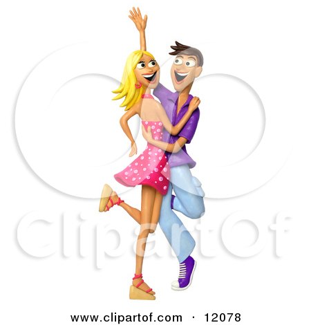 Clay Sculpture Clipart Young Couple Having Fun Dancing - Royalty Free 3d Illustration  by Amy Vangsgard